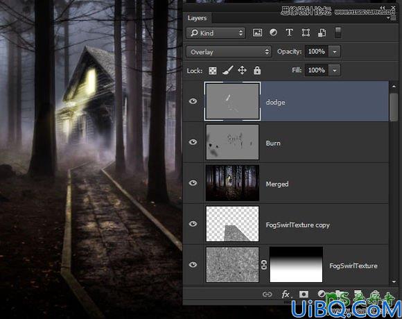 Photoshop图像合成实例教程：创意打造一幅黑暗森林里恐怖的鬼屋效果图