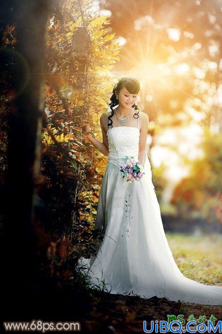 Photoshop婚片调色教程：给灿烂阳光少女婚纱照调出甜美的中性暖色调