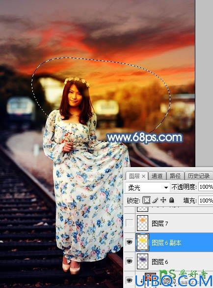 Photoshop给外景拍摄的碎花裙大众脸美少妇写真照调出浪漫温馨的
