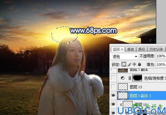 Photoshop给昏暗光线中拍摄的女生外景照调出逼真的晨曦色彩
