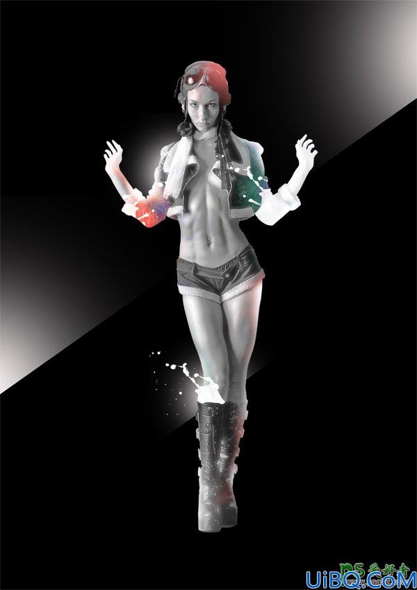 美女人像Photoshop合成经典教程：打造飞溅效果的欧美性感女郎艺术照