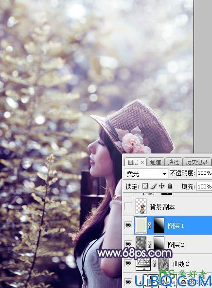 Photoshop美女图片调色教程：给夏日里的甜美女生外景照调出唯美的蓝黄色