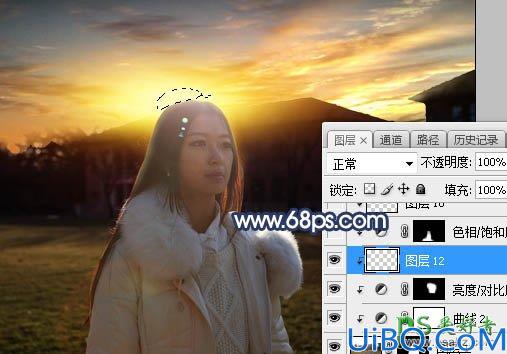 Photoshop给昏暗光线中拍摄的女生外景照调出逼真的晨曦色彩