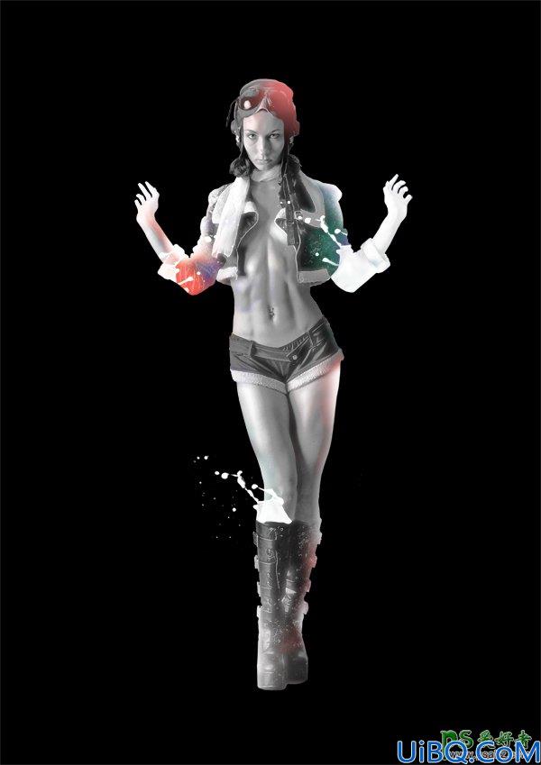美女人像Photoshop合成经典教程：打造飞溅效果的欧美性感女郎艺术照