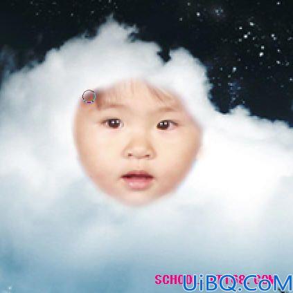Photoshop照片合成教程:卡通儿童形象白云