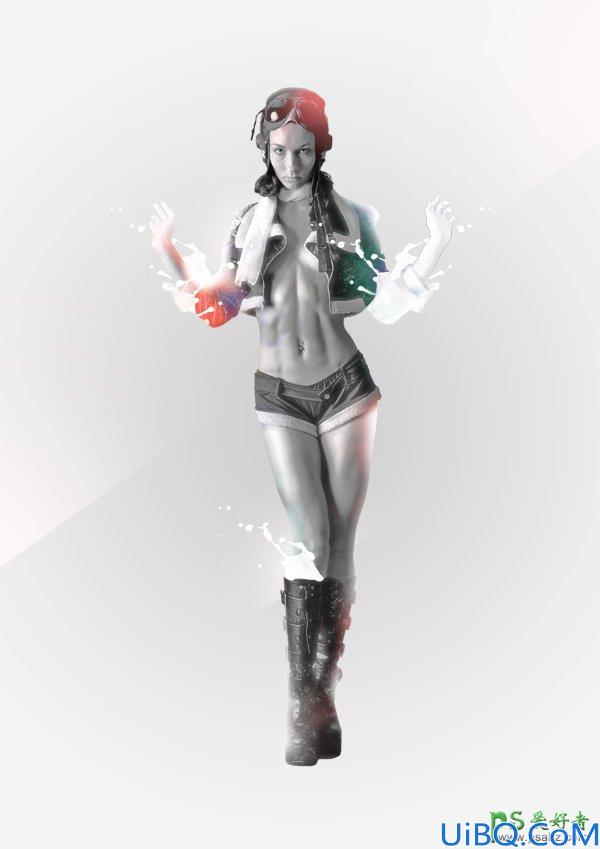 美女人像Photoshop合成经典教程：打造飞溅效果的欧美性感女郎艺术照