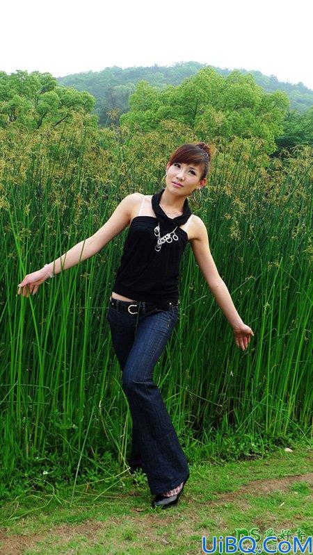 Photoshop美女图片调色：给魔鬼身材性感美女模特外景照片调出漂亮的夕阳