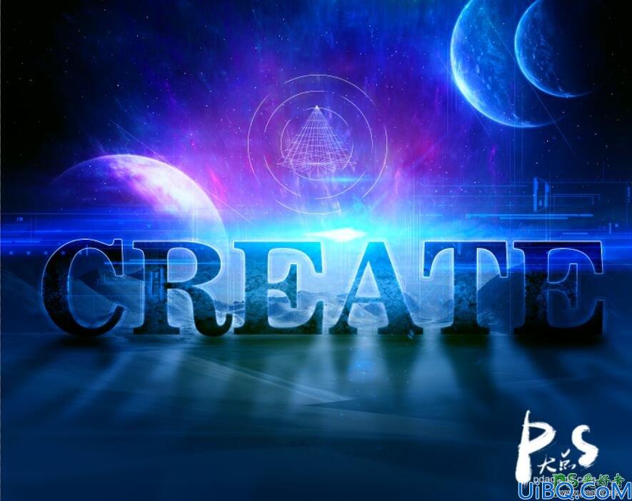 Photoshop制作科技蓝主题风格的艺术字体，富有神秘感的科技艺术