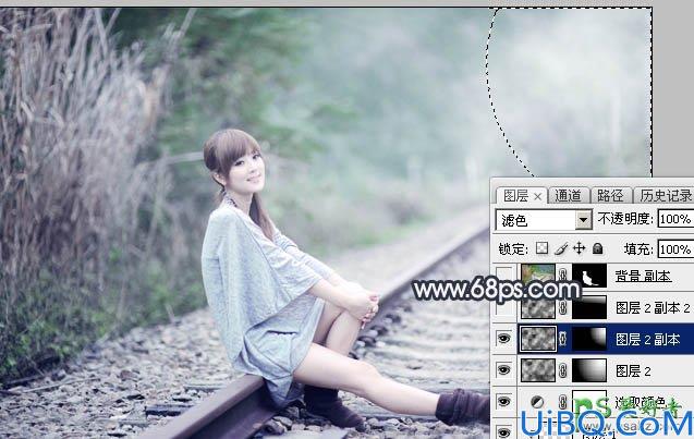 Photoshop调色教程：给青春靓丽的外景美女图片调出梦幻的中性青绿色