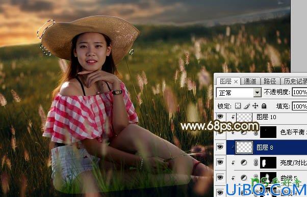 Photoshop调色教程：给草原上自拍的未成年少女图片调出唯美的晨曦阳光色