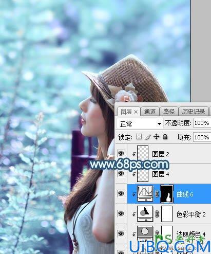 Photoshop调色教程：给夏日外景自拍的beautiful美妞写真照调出唯美的青