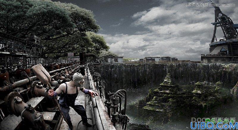 Photoshop合成一幅外星飞船入侵地球的世界末日场景特效