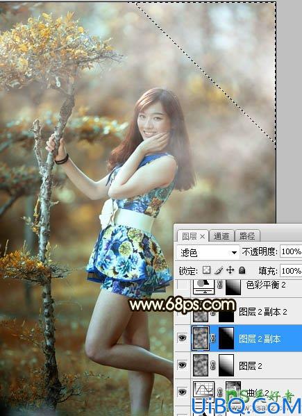 Photoshop给花仙子可爱美女外景艺术照调出甜美的黄褐色