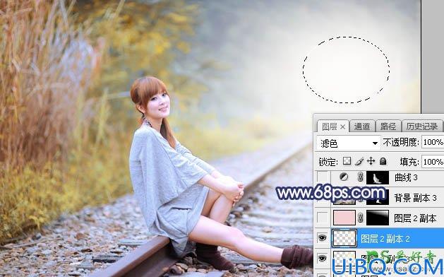 Photoshop调色教程：学习给外景自拍的可爱妹妹照片调出韩系淡黄色效果