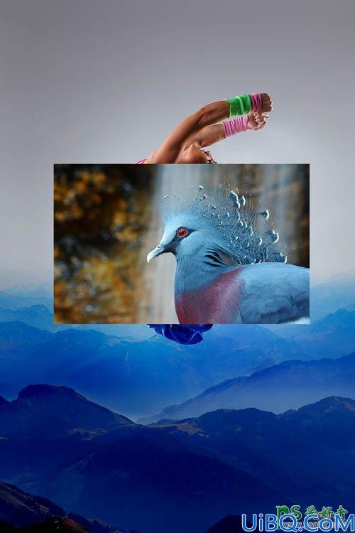 Photoshop美女图片合成教程：合成一幅梦幻蓝色天使效果图，梦幻天使