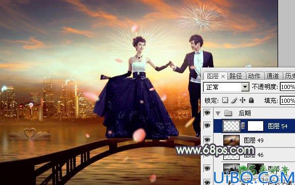 Photoshop婚片合成教程：打造浪漫华丽的夜景婚纱艺术照效果图