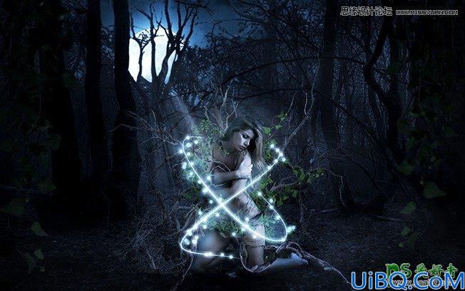 Photoshop人像合成实例教程：创意合成魔幻森林中北树妖围困的仙子美女