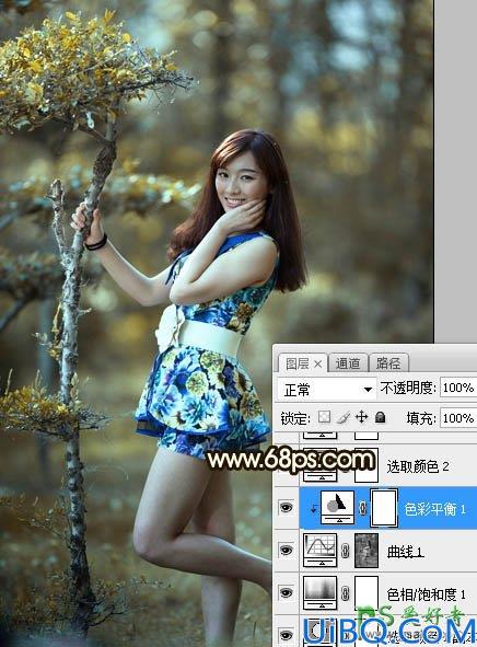 Photoshop给花仙子可爱美女外景艺术照调出甜美的黄褐色