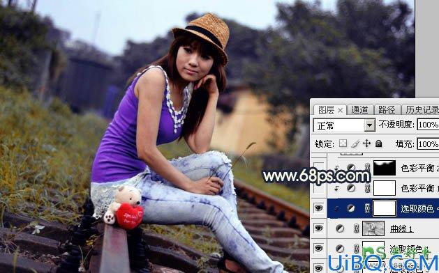 Photoshop调色教程：给外景自拍的美女成人写真图片调出温暖的黄昏色