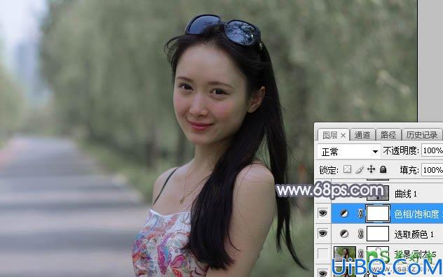 Photoshop美少妇调色：给夏日外景自拍的性感美妇写真照调出唯美的中性色