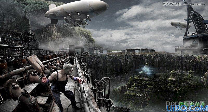 Photoshop合成一幅外星飞船入侵地球的世界末日场景特效
