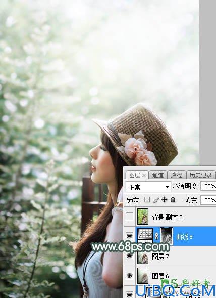 Photoshop给loli控漂亮的小美女夏日写真照调出梦幻的中性青色调