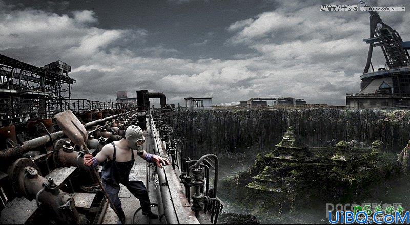 Photoshop合成一幅外星飞船入侵地球的世界末日场景特效