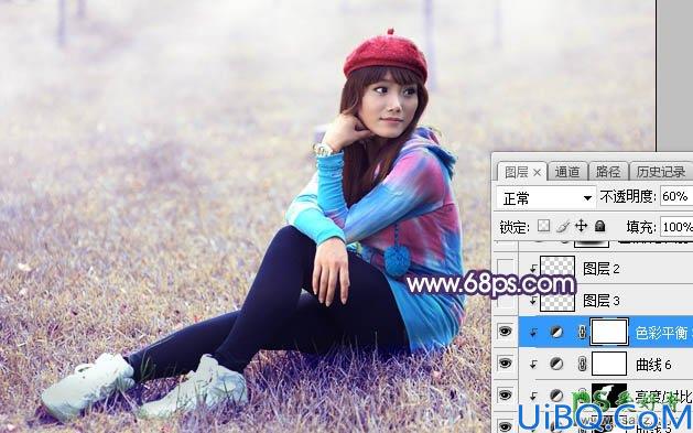 Photoshop给外拍妩媚动人的丝足美女写真照调出秋季梦幻的淡粉色
