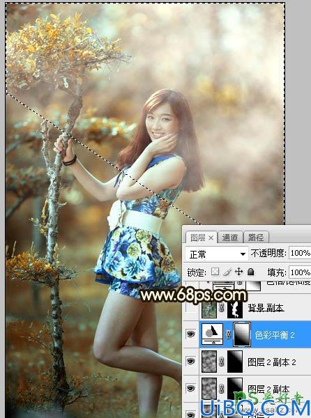 Photoshop给花仙子可爱美女外景艺术照调出甜美的黄褐色