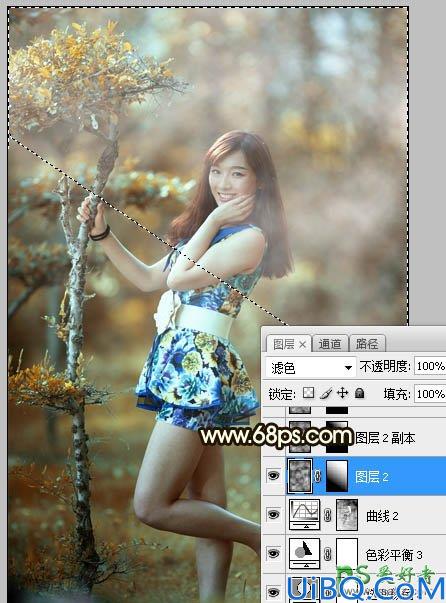 Photoshop给花仙子可爱美女外景艺术照调出甜美的黄褐色