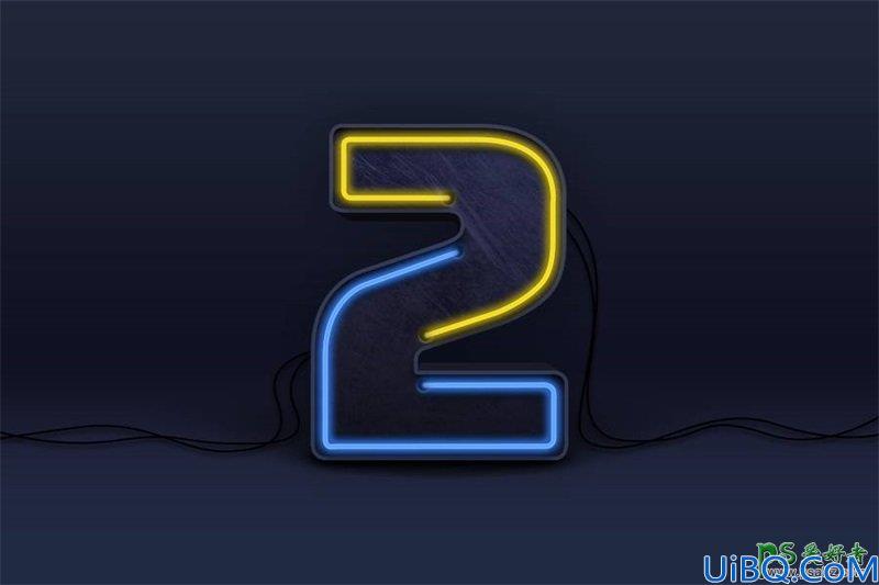 Photoshop字效教程：设计质感丰富的3D荧光灯字体，发光霓虹灯文字开灯效