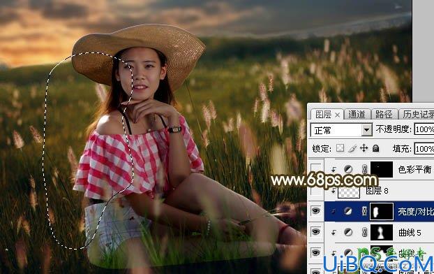 Photoshop调色教程：给草原上自拍的未成年少女图片调出唯美的晨曦阳光色