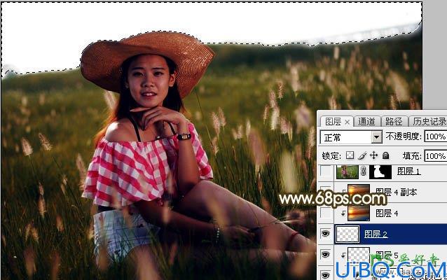 Photoshop调色教程：给草原上自拍的未成年少女图片调出唯美的晨曦阳光色