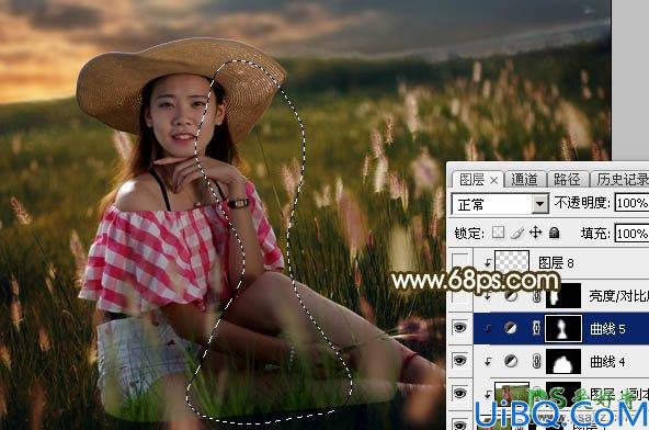 Photoshop调色教程：给草原上自拍的未成年少女图片调出唯美的晨曦阳光色