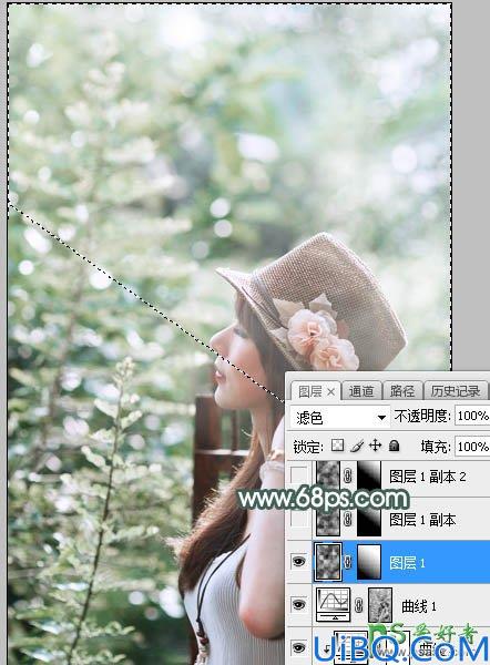 Photoshop给loli控漂亮的小美女夏日写真照调出梦幻的中性青色调