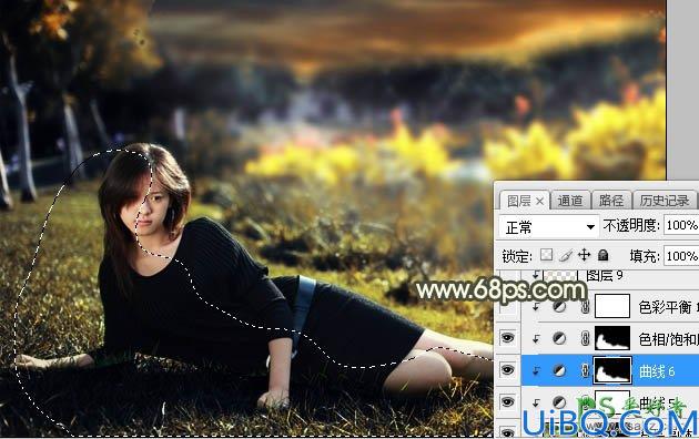 Photoshop给风流性感美少妇外拍个人写真照调出暗黄夕阳色