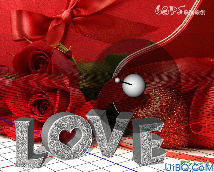 Photoshop设计七夕情人节古典纹理LOVE金属立体字效，古典金属文