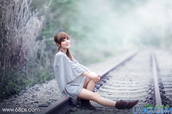 Photoshop调色教程：给青春靓丽的外景美女图片调出梦幻的中性青绿色