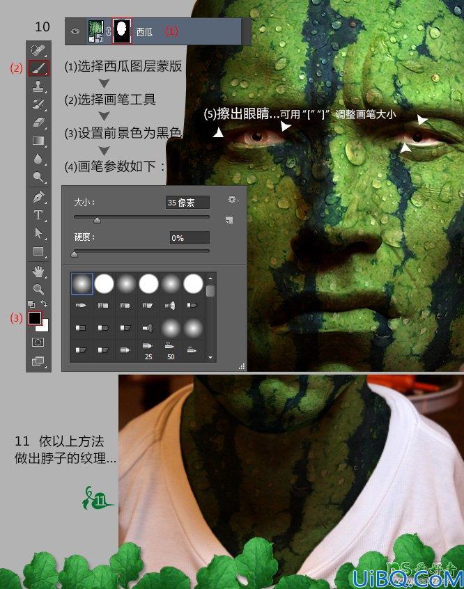 P图教程-Photoshop人像合成：打造科幻效果的西瓜人像，人像与西瓜的完美
