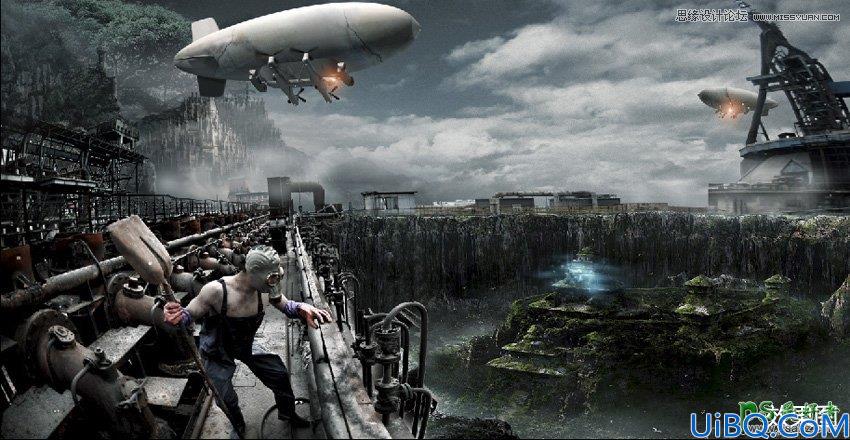 Photoshop合成一幅外星飞船入侵地球的世界末日场景特效