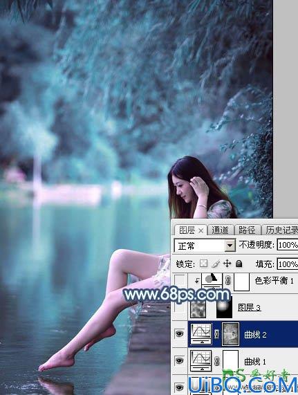 Photoshop调色教程：给未成年清纯少女写真照调出魔幻般的青蓝色效果