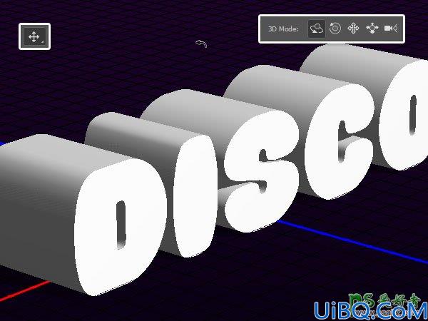 学习用Photoshop软件中自带的3D工具制作dj舞厅灯光闪烁效果的三维立体字