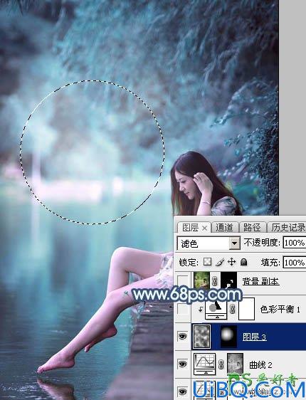Photoshop调色教程：给未成年清纯少女写真照调出魔幻般的青蓝色效果