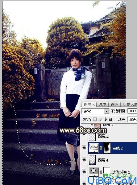 Photoshop给性感空姐制服美女外景写真图片调出唯美的夕阳霞光色