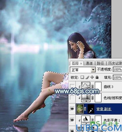Photoshop调色教程：给未成年清纯少女写真照调出魔幻般的青蓝色效果
