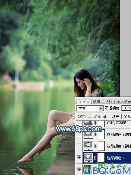 Photoshop调色教程：给未成年清纯少女写真照调出魔幻般的青蓝色效果