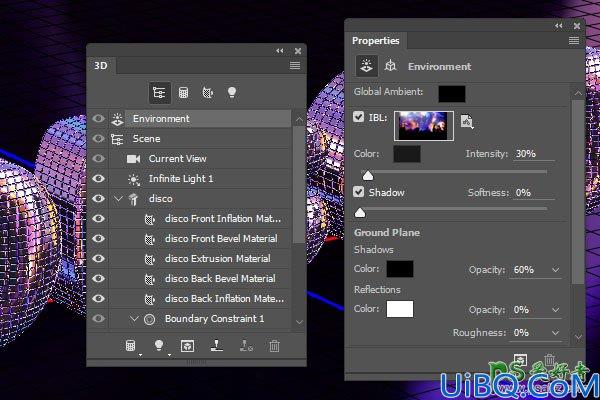 学习用Photoshop软件中自带的3D工具制作dj舞厅灯光闪烁效果的三维立体字