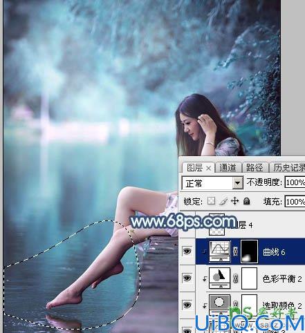 Photoshop调色教程：给未成年清纯少女写真照调出魔幻般的青蓝色效果