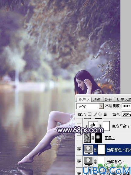 Photoshop美女照片调色：跟平面设计师学习给女生写真照调出唯美蓝紫色