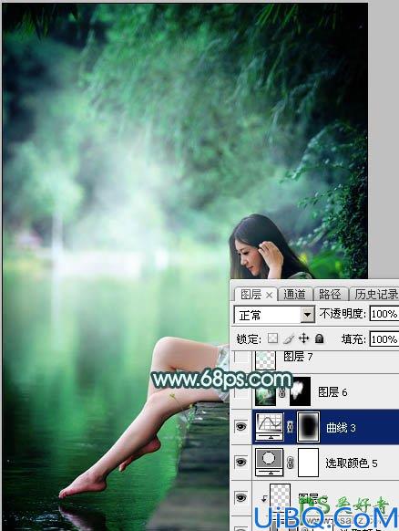Photoshop给美腿玉足rt艺术照少女图片调出清爽的绿色调-清新甜美的青绿